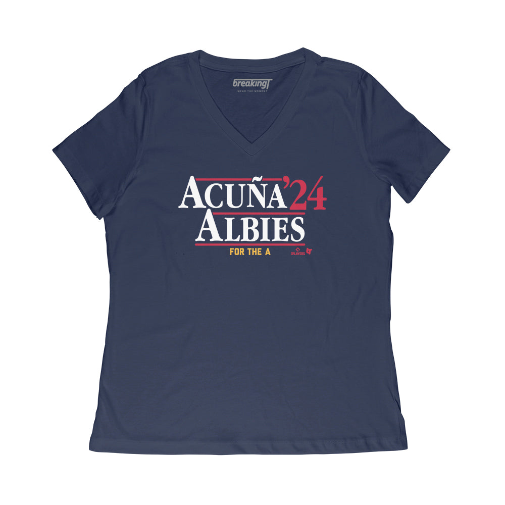 BreakingT Atlanta Braves Ronald Acuña Jr. and Ozzie Albies White Graphic  T-Shirt