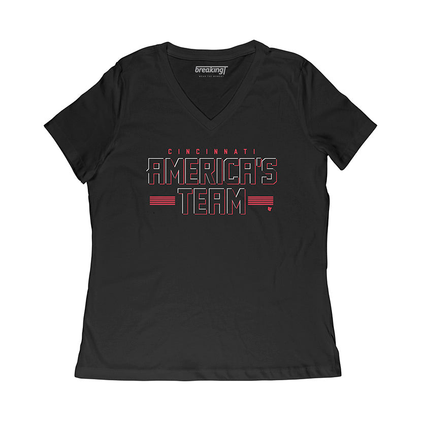 Cincinnati: America's Team, Women's V-Neck T-Shirt / Large - MLB - Sports Fan Gear | BreakingT