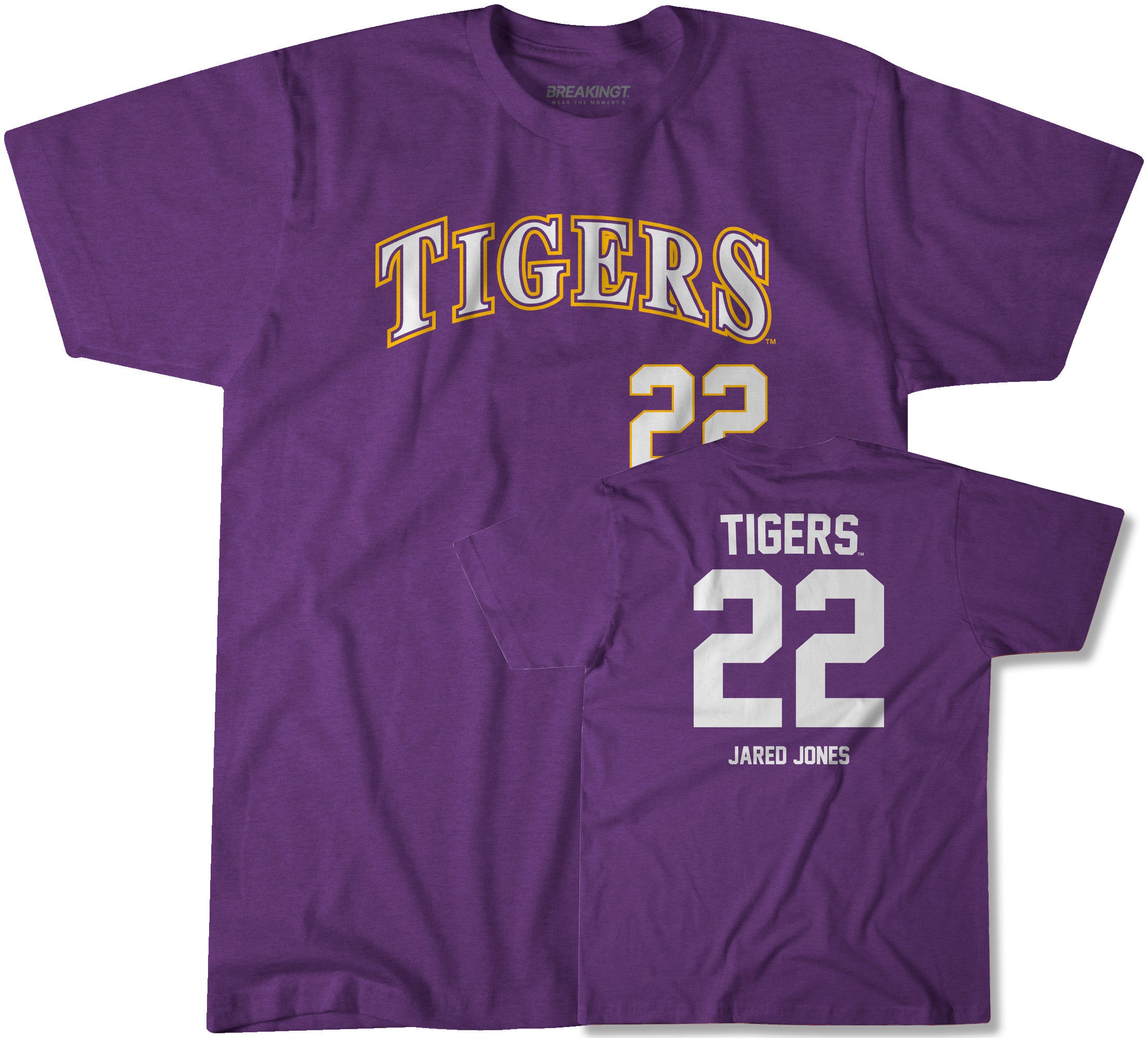 lsu tigers gear LSU Baseball: Jared Jones 22, Adult T-Shirt / Medium - LSU Tigers-College Baseball - Sports Fan Gear