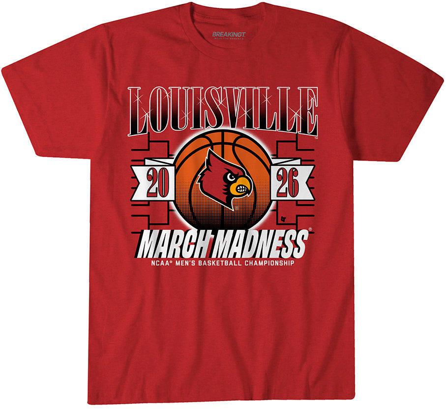 louisville gear Louisville Cardinals MBB: 2026 March Madness, Adult T-Shirt / LARGE - Louisville Cardinals-College Basketball - Sports Fan Gear