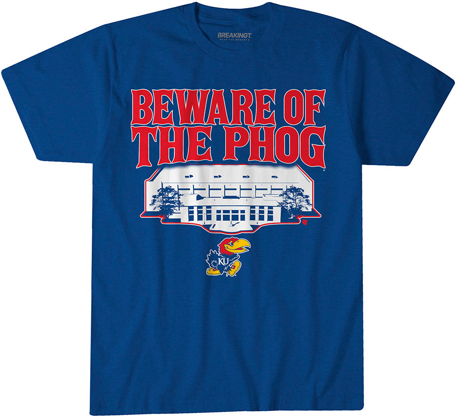 ku fan gear Kansas Basketball: Beware Of The Phog, Adult T-Shirt / Royal / XL - Kansas Jayhawks-College Basketball - Royal - Sports Fan Gear