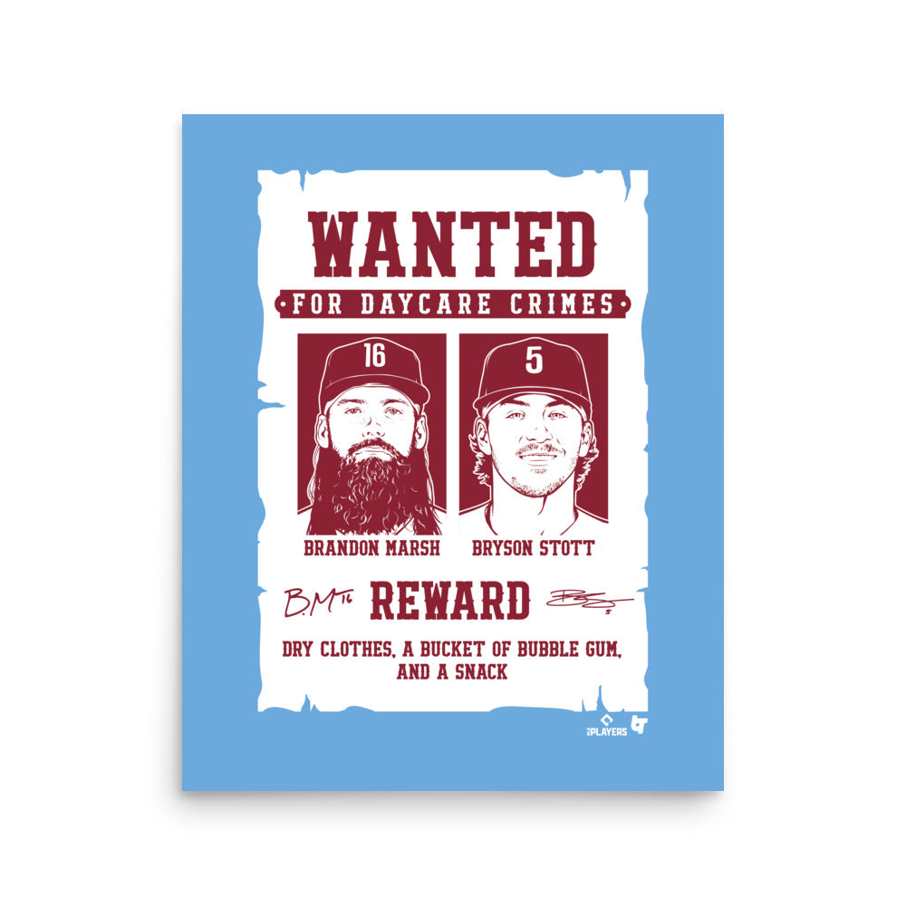 Bryson Stott & Brandon Marsh: Wanted for Daycare Crimes Art Print –  BreakingT