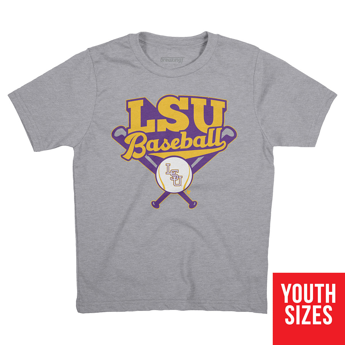 LSU Tigers Baseball Player On Fire Shirt Apparel Youth Sweatshirt 