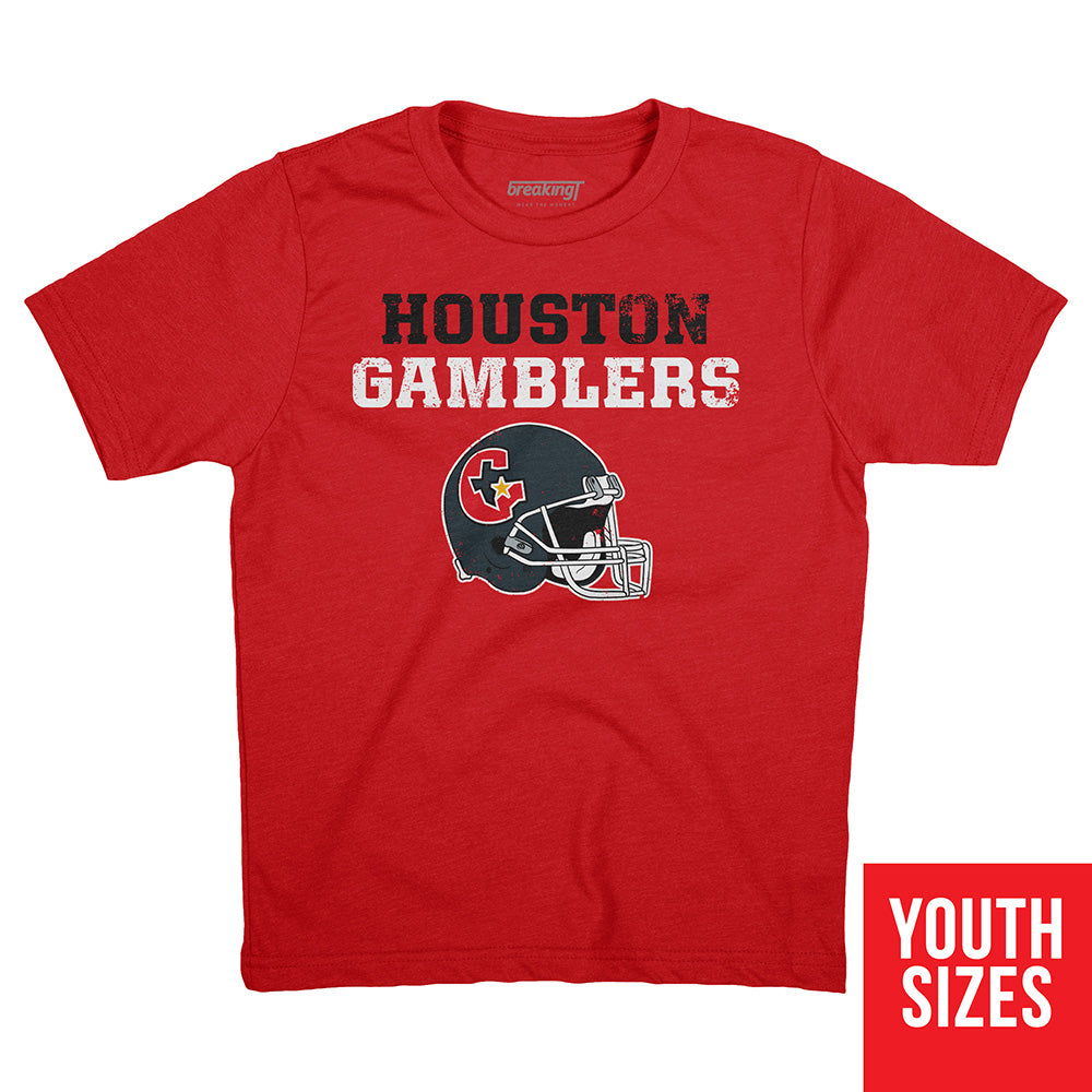 Houston Gamblers: Vintage Helmet, Youth T-Shirt / Medium - Pro Football - Sports Fan Gear | BreakingT