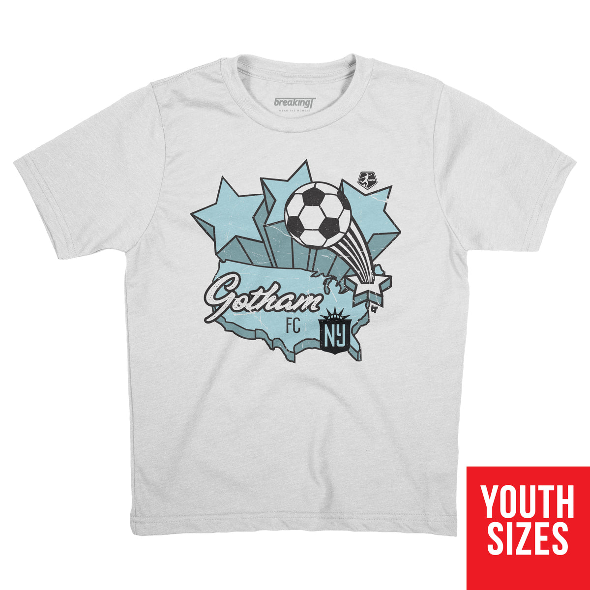 NJ/NY Gotham FC: Vintage Map, Youth T-Shirt / Large - Nwsl - Sports Fan Gear | breakingt