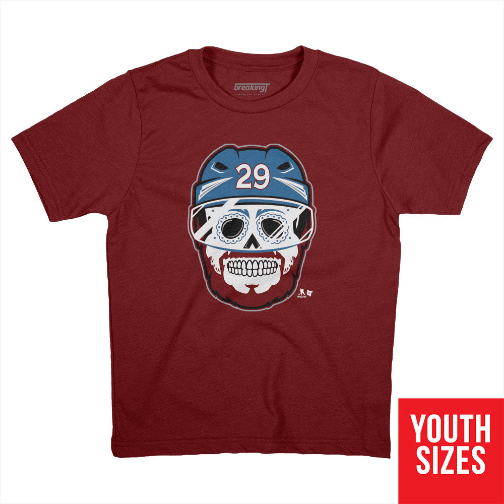 Nathan MacKinnon: Sugar Skull, Adult T-Shirt / Medium - NHL - Sports Fan Gear | BreakingT