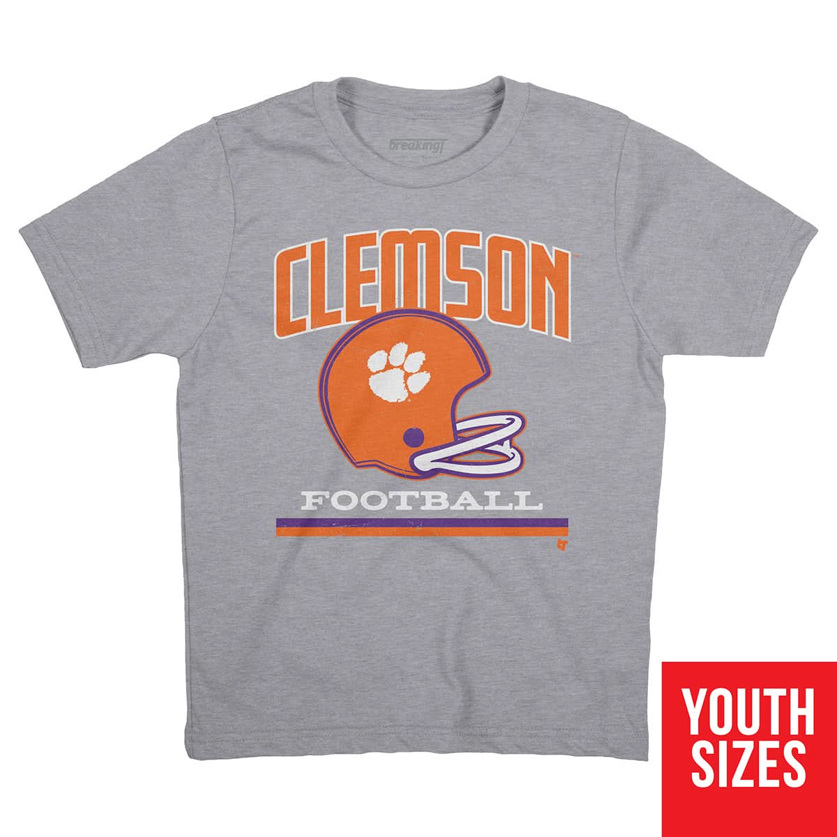 clemson football helmet kids Clemson: Vintage Football Helmet, Youth T-Shirt / Small - Clemson Tigers-College Football - Sports Fan Gear