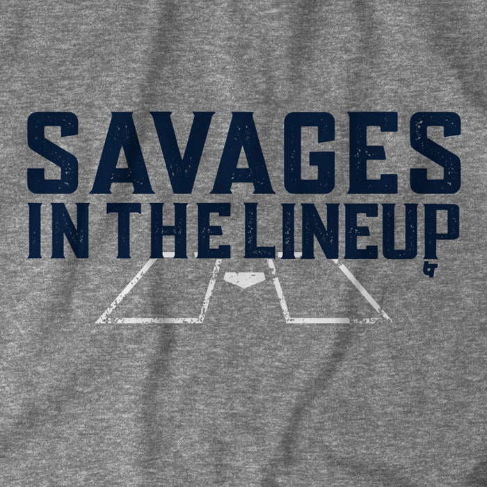 Savages in The Lineup, Adult T-Shirt / Gray / 2XL - MLB - Gray - Sports Fan Gear | breakingt