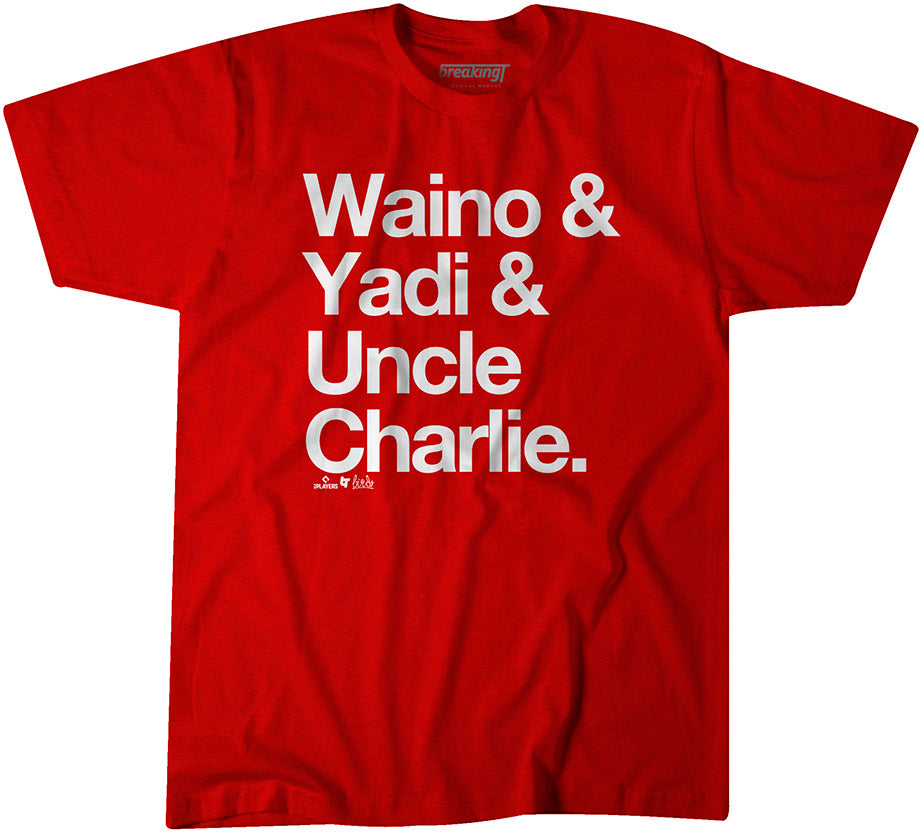 Adam Wainwright & Yadier Molina: Waino & Yadi & Uncle Charlie, Adult T-Shirt / Red / 3XL - MLB_cardinalsgifs - Red - Sports Fan Gear | breakingt