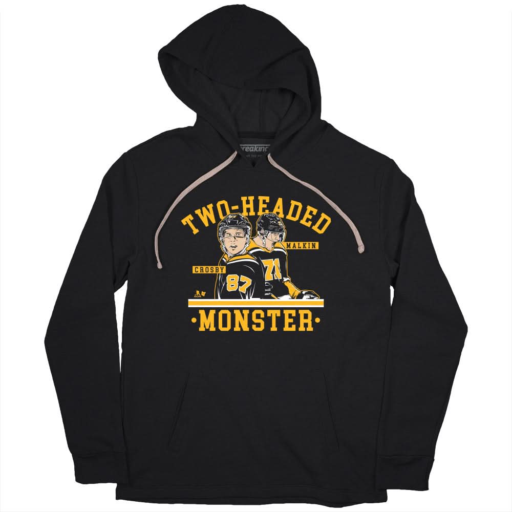 3 headed monsters jersey Sidney Crosby & Evgeni Malkin 2-Headed Monster Shirt -NHLPA- BreakingT
