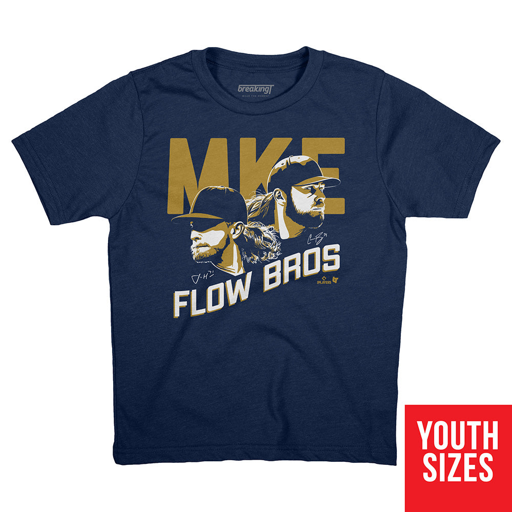 Corbin Burnes and Josh Hader: Flow Bros, Youth T-Shirt / Medium - MLB - Sports Fan Gear | breakingt