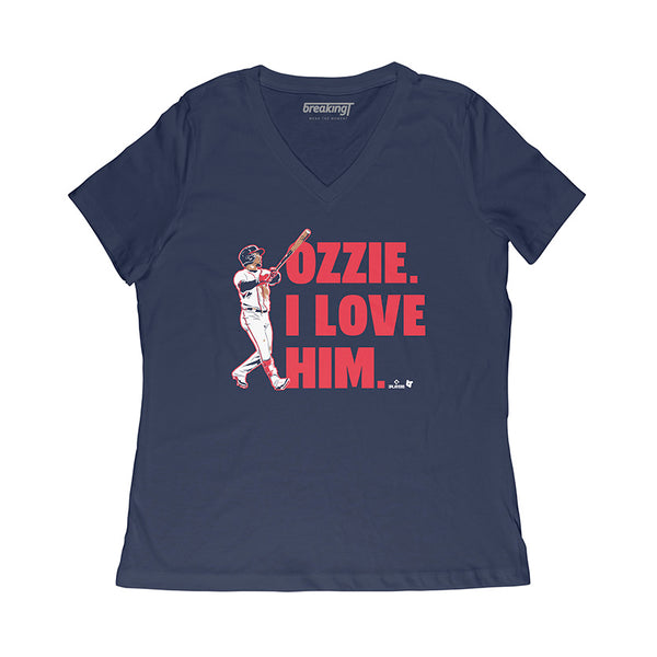 Ozzie Albies: I Love Him, Women's V-Neck T-Shirt / Extra Large - MLB - Sports Fan Gear | breakingt