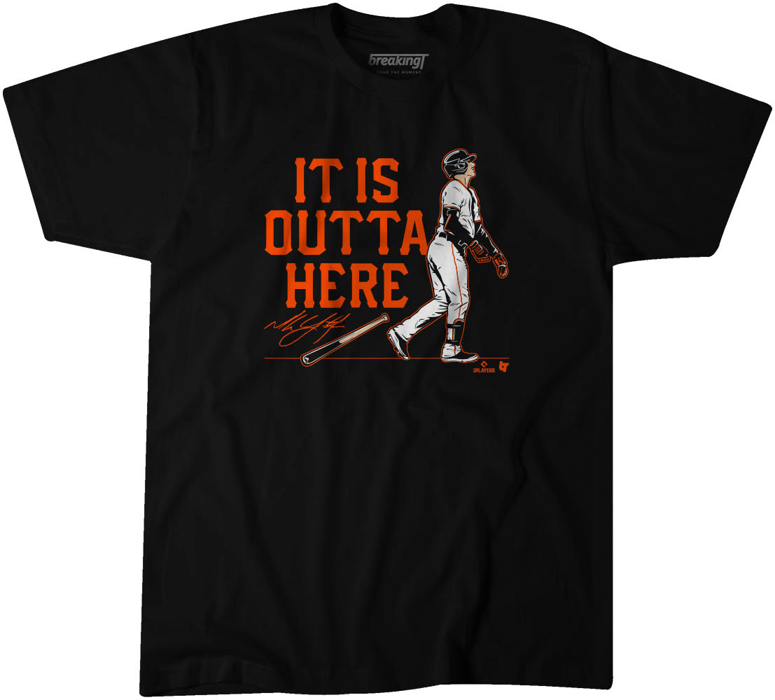 Mike Yastrzemski: It Is Outta Here Shirt - MLBPA Licensed - BreakingT