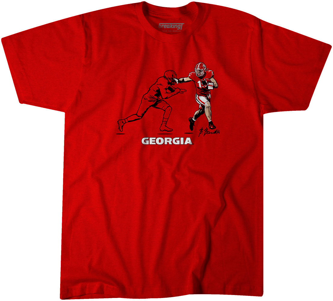 Georgia Football Brock Bowers Superstar Pose, Adult T-Shirt / 2XL - College Football - Sports Fan Gear | BreakingT