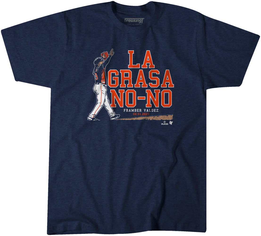 Framber VALDEZ: La Grasa No-No, Adult T-Shirt / Small - MLB - Sports Fan Gear | breakingt