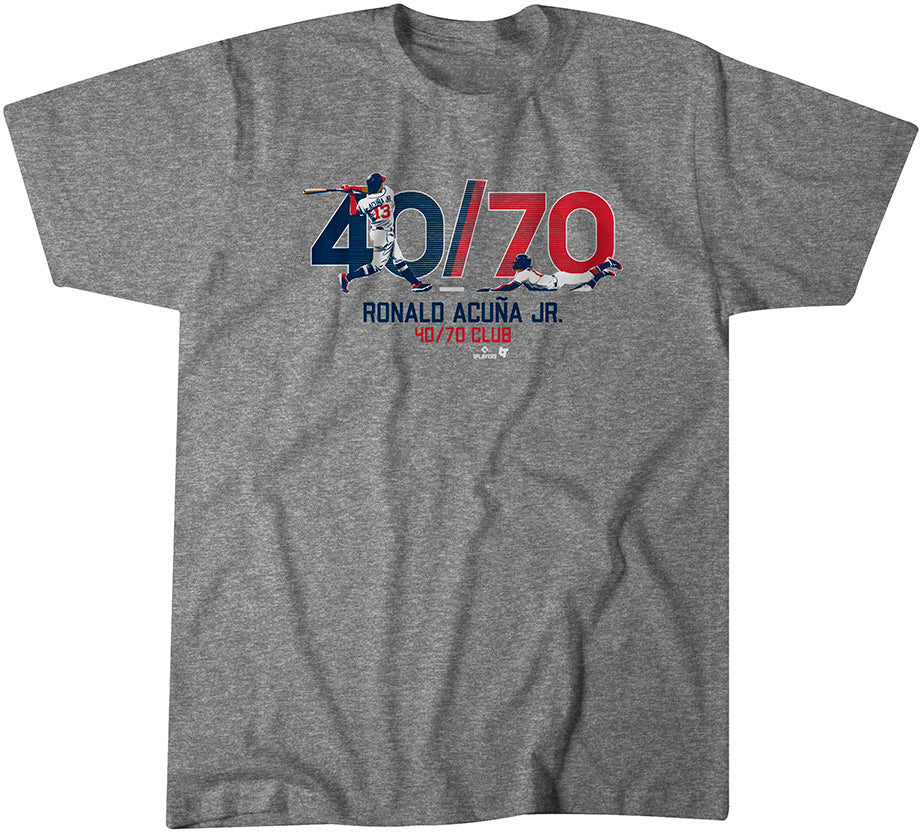 Ronald Acuña Jr: 40/70 Club Card Shirt, Atlanta - MLBPA - BreakingT