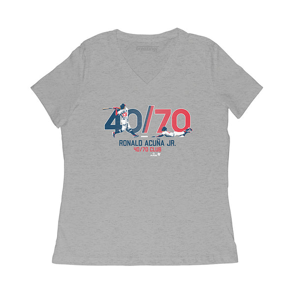 Ronald Acuña Jr: 40/70, Women's V-Neck T-Shirt / Small - MLB - Sports Fan Gear | breakingt
