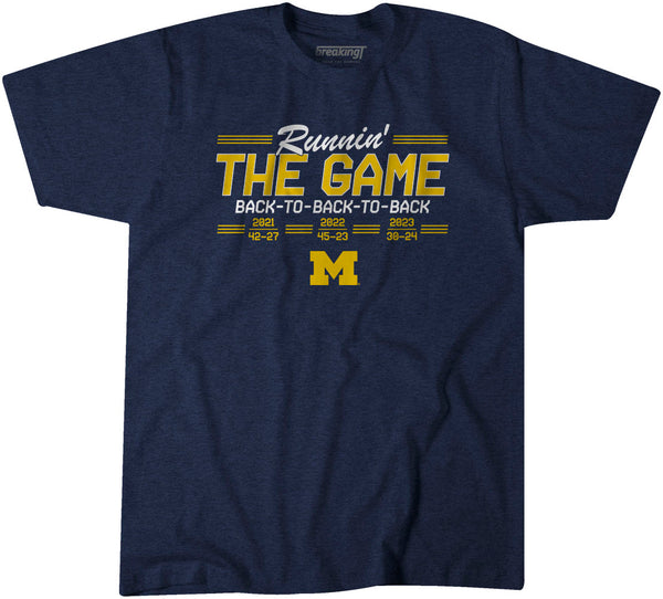 Michigan Football: Back-To-Back-To-Back, Youth T-Shirt / Large - NCAA - Sports Fan Gear | BreakingT