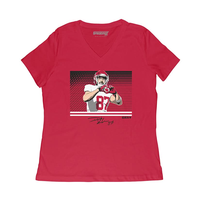 Travis Kelce: Throw Up the Heart Hands Adult T-Shirt