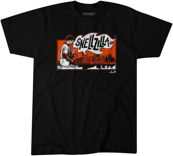 Snellzilla Background Blake Snell Snellzilla Shirt, San Francisco -MLBPA Licensed- BreakingT
