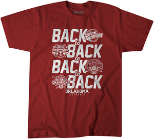 Oklahoma Softball: B2B2B2B Champs Adult T-Shirt