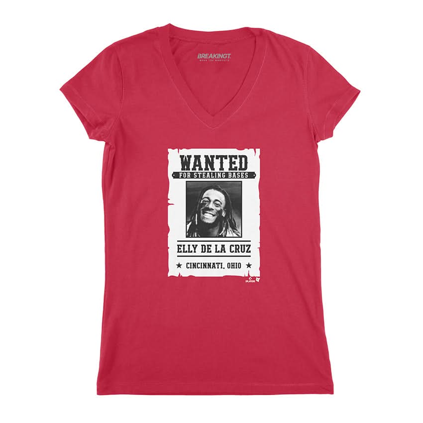 Elly De La Cruz: Wanted for Stealing Bases Shirt - MLBPA - BreakingT