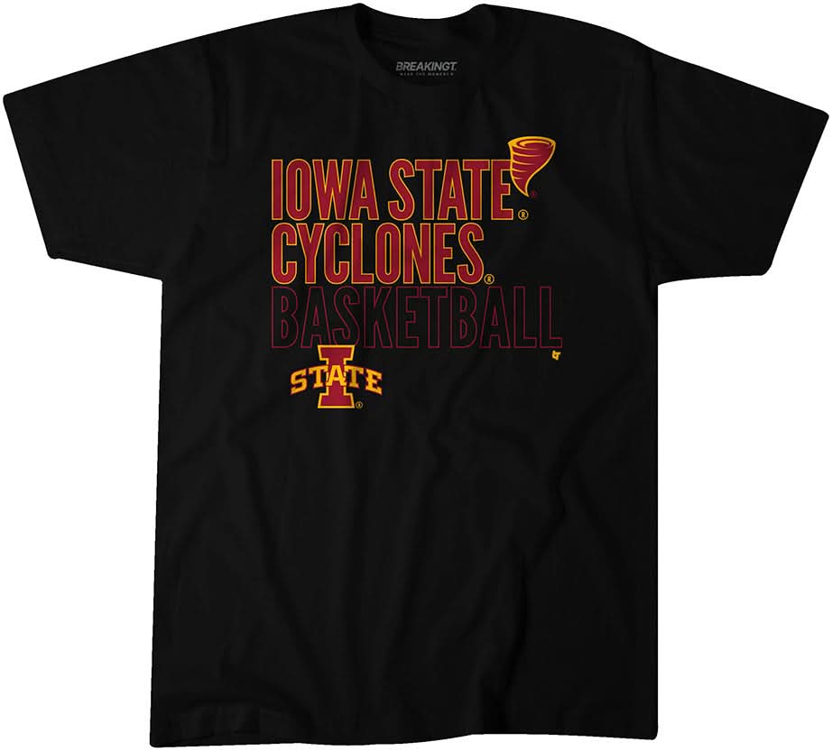 Iowa State Text Iowa State Basketball: Text Logo Overlay Shirt - Licensed - BreakingT