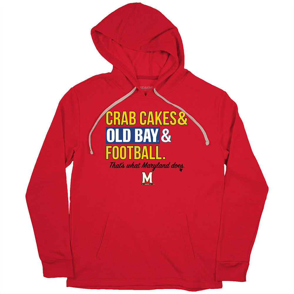 Maryland Terrapins: Crab Cakes & Old Bay & Football Text Stack