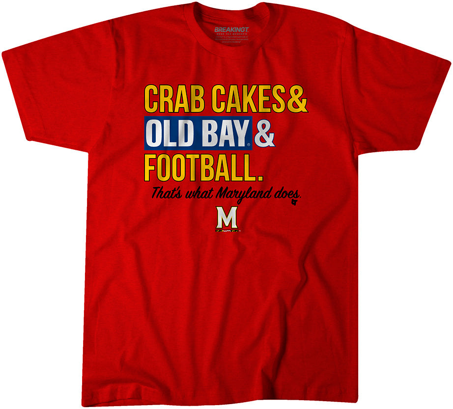 Maryland Terrapins: Crab Cakes & Old Bay & Football Text Stack