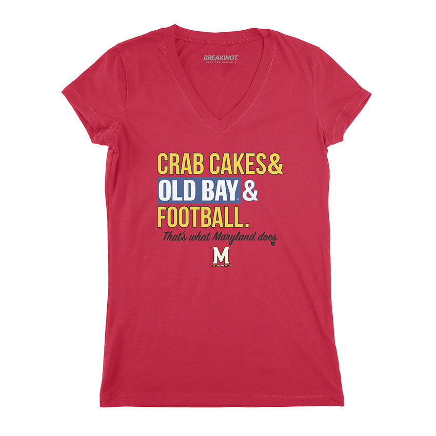 Maryland Terrapins: Crab Cakes & Old Bay & Football Text Stack
