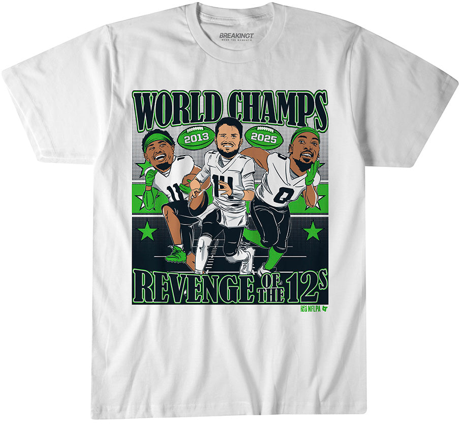 Sam Darnold, Jaxon Smith-Njigba, & DeMarcus Lawrence: World Champions Caricatures