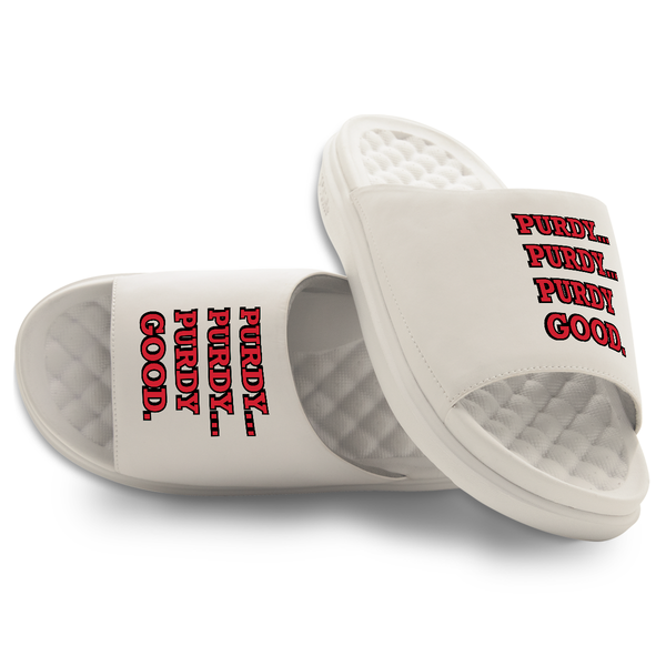 Brock Purdy Purdy Good Motive ISlides (Footwear), Cream / M11 / W12 - San Francisco 49ers-Pro Football - Cream - Sports Fan Gear