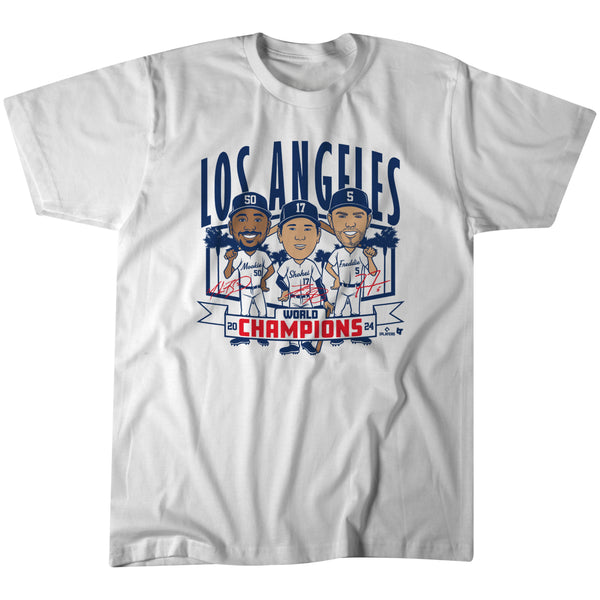 World Champions Caricatures : Los Angeles Baseball Adult Unisex Tee