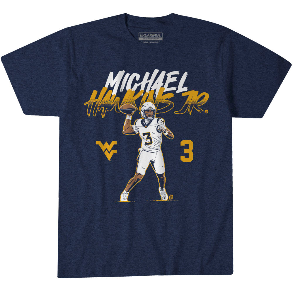 2623859 - West Virginia Football: Michael Hawkins Jr. Name Number Pose