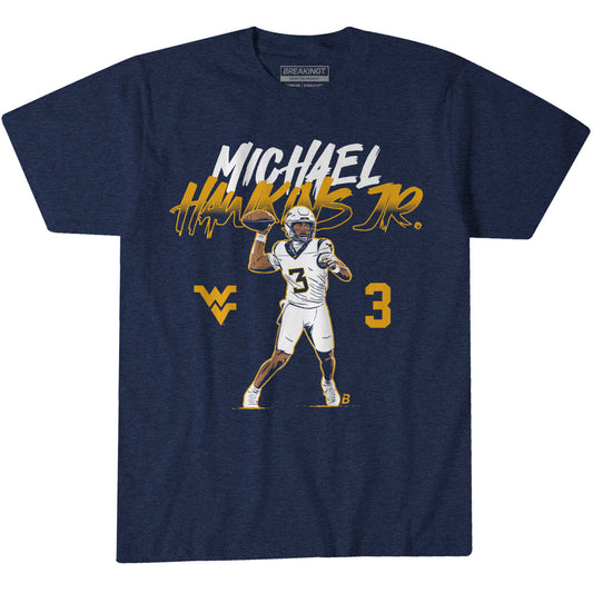 2623859 - West Virginia Football: Michael Hawkins Jr. Name Number Pose