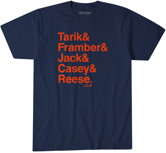Detroit Baseball: Tarik & Framber & Jack & Casey & Reese - Navy - Pro Baseball - Tarik Skubal - Detroit - Adult T-Shirt