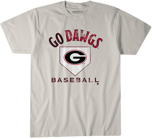 Georgia Baseball: Home Plate – Off White t-shirt – college baseball fan gear – Georgia – BreakingT apparel