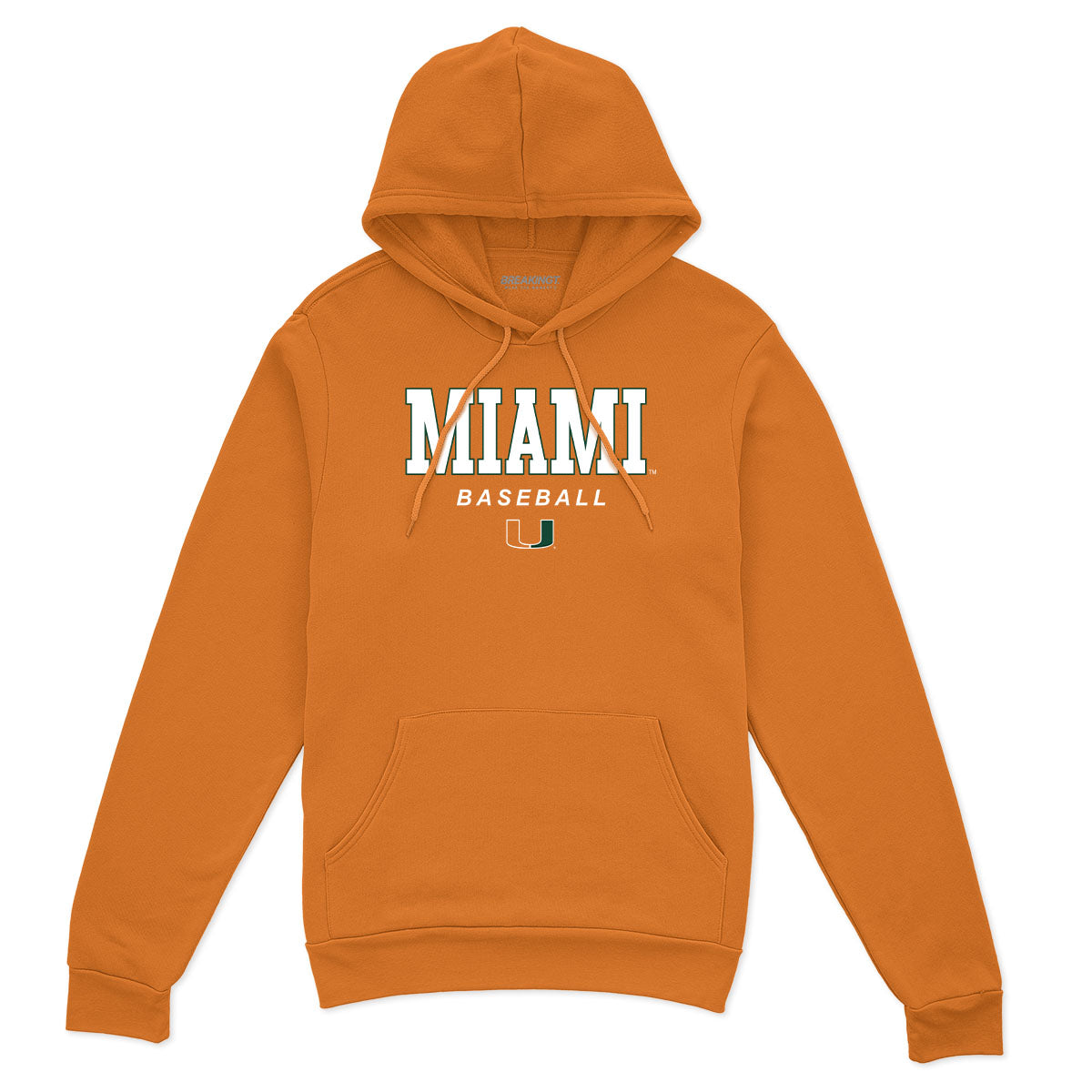 Miami Baseball: Wordmark & Logo - Orange hoodie - college baseball fan gear - Florida - BreakingT apparel