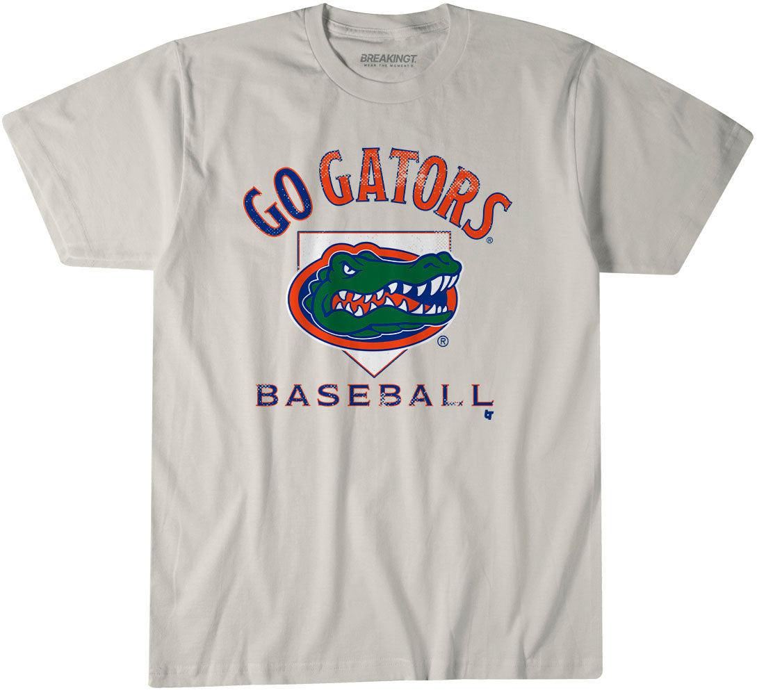 Florida Baseball: Home Plate – Off White t-shirt – college baseball fan gear – Florida – BreakingT apparel