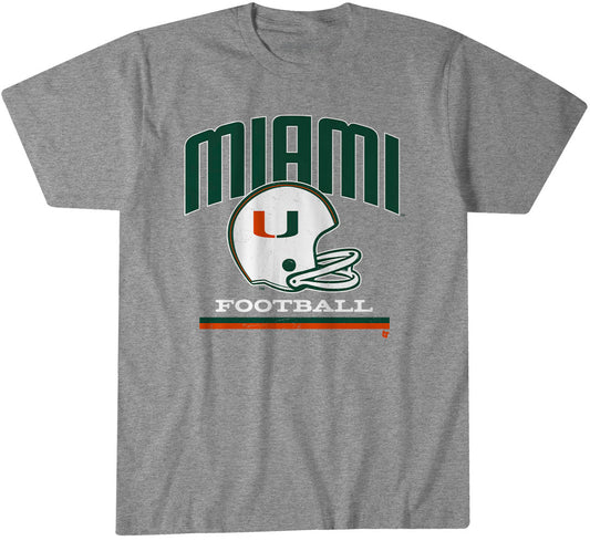 Miami Football: Vintage Helmet - Heather Gray t-shirt - college football fan gear - Florida - BreakingT apparel