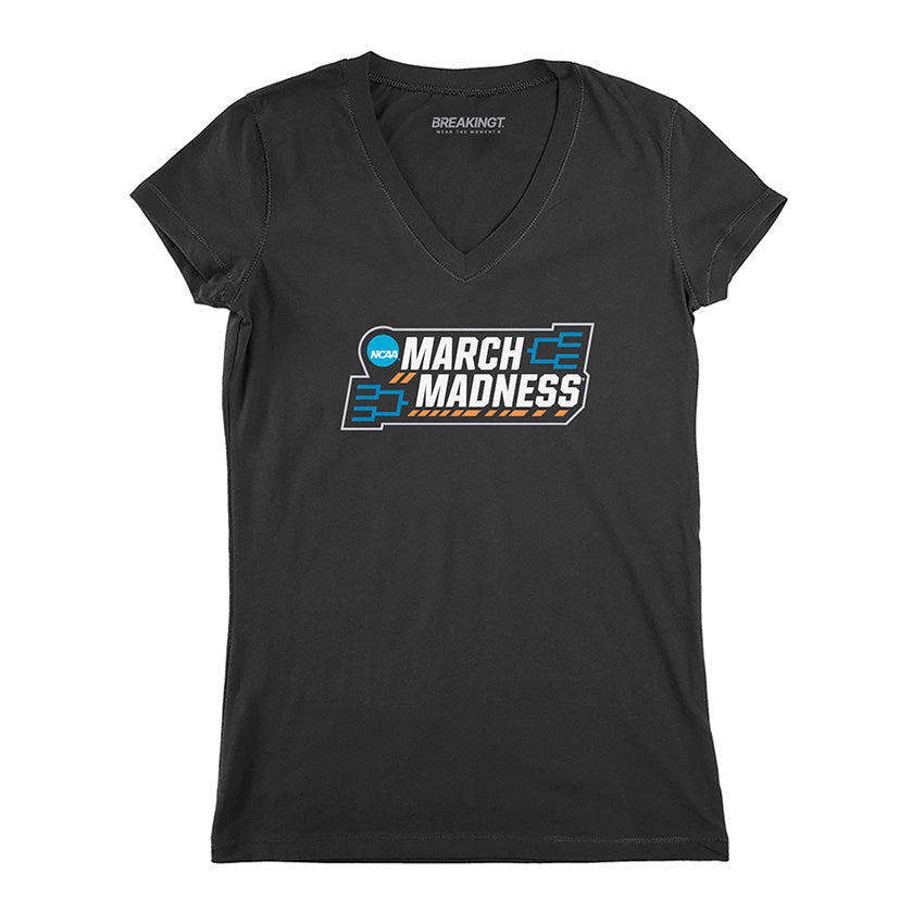 NCAA Women's March Madness Logo - Black v-neck t-shirt - college basketball fan gear - BreakingT apparel