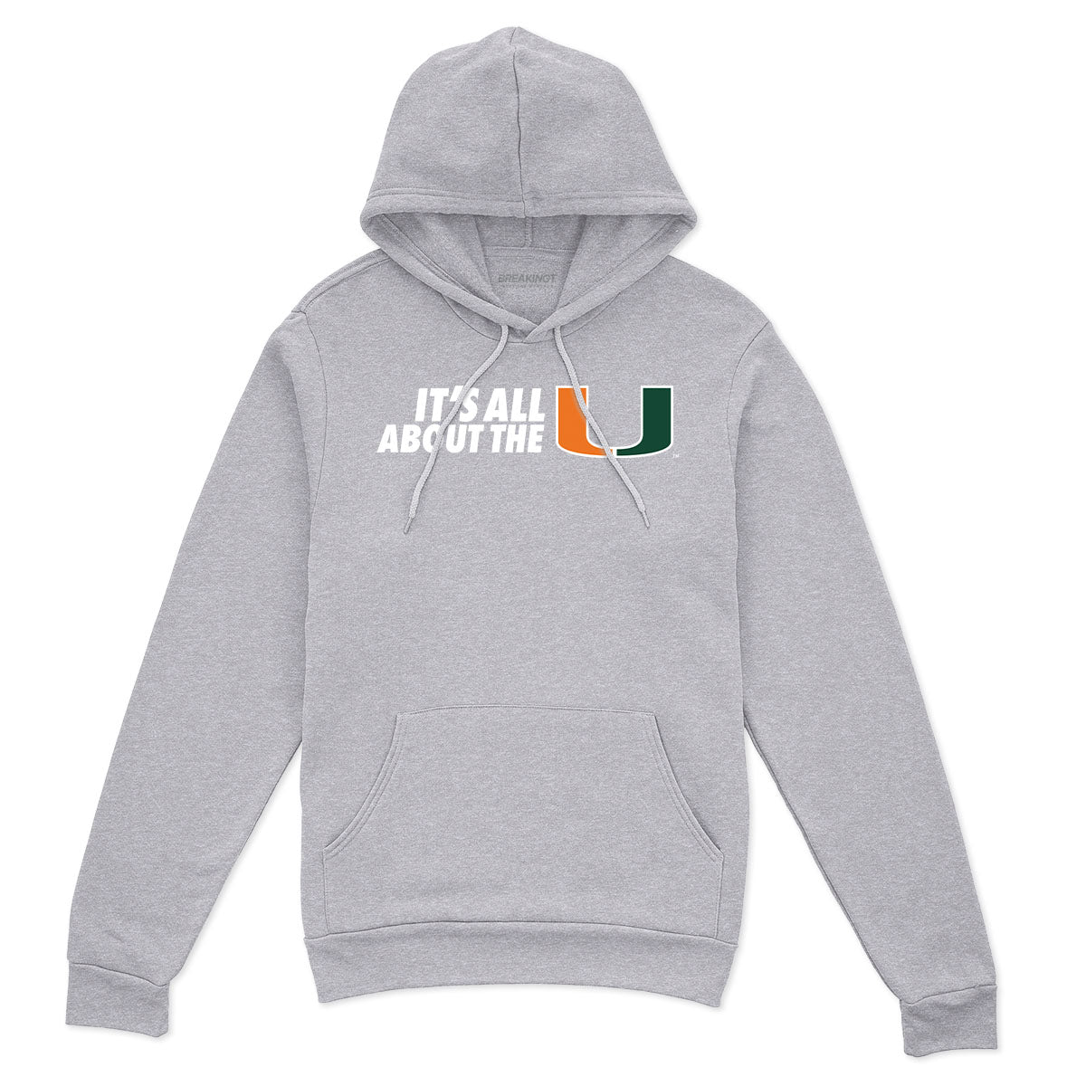 Miami Hurricanes: It's All About The U - Heather Gray hoodie - college all sports fan gear - Florida - BreakingT apparel