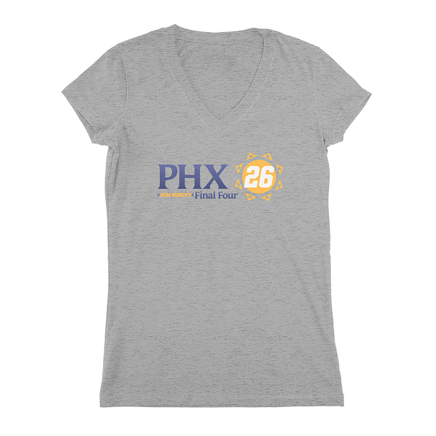 2026 NCAA Women's Final Four Type Treatment - Heather Gray v-neck t-shirt - college basketball fan gear - BreakingT apparel