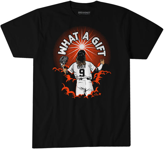 Harrison Bader: San Francisco What a Gift - Black t-shirt - pro baseball fan gear - San Francisco - Harrison Bader design - BreakingT apparel