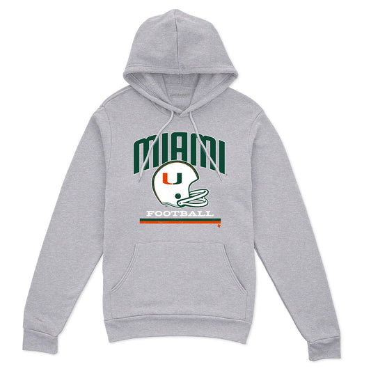 Miami Football: Vintage Helmet - Heather Gray hoodie - college football fan gear - Florida - BreakingT apparel