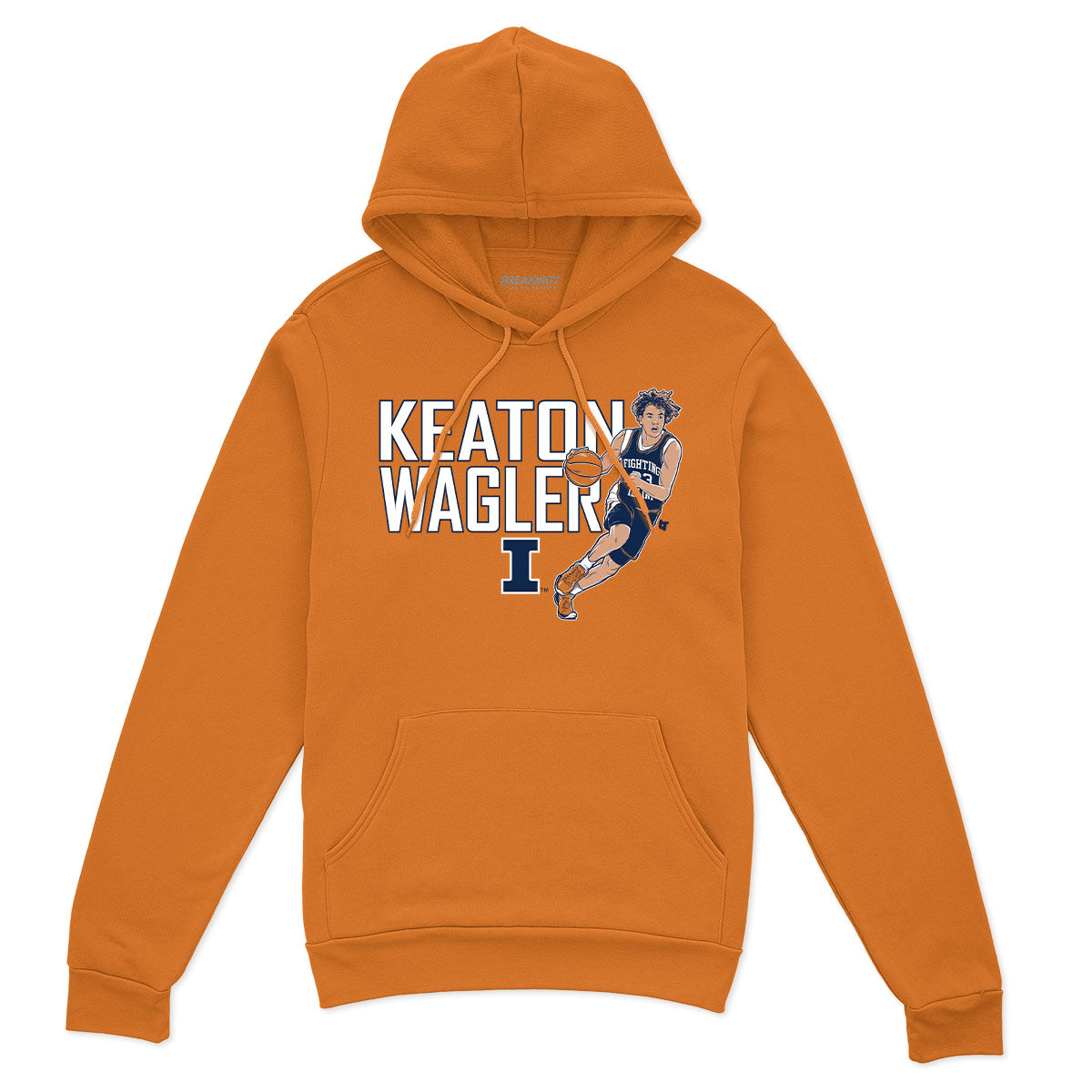 Illinois Basketball: Keaton Wagler Name Pose – Orange hoodie – college basketball fan gear – Chicago – BreakingT apparel