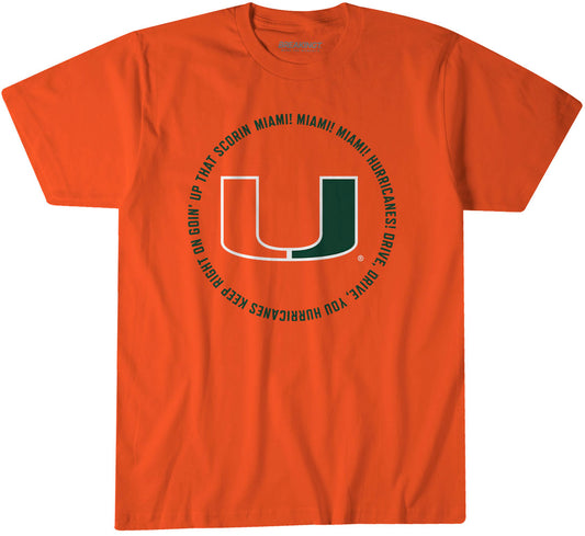Miami Hurricanes: Fight Song Lyrics - Orange t-shirt - college all sports fan gear - Florida - BreakingT apparel