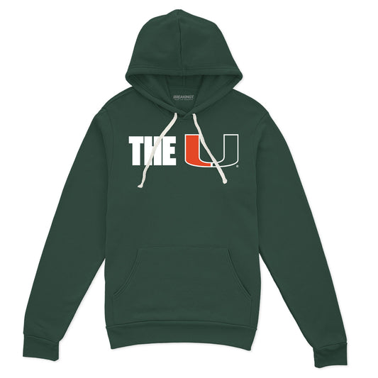Miami Hurricanes: The U - Forest Green hoodie - college all sports fan gear - Florida - BreakingT apparel