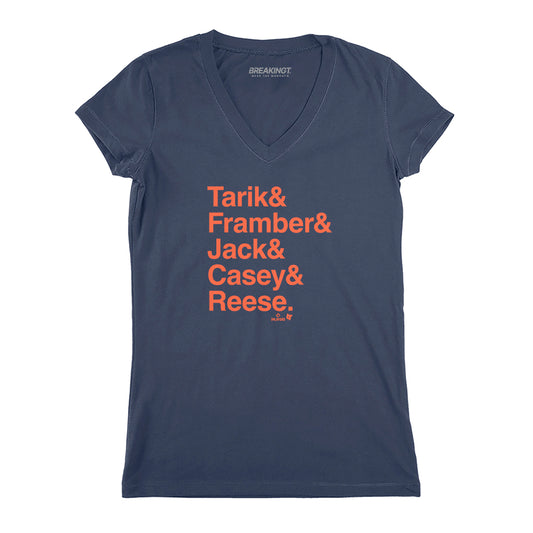 Detroit Baseball: Tarik & Framber & Jack & Casey & Reese - Navy - Pro Baseball - Tarik Skubal - Detroit - Women's V-Neck T-Shirt