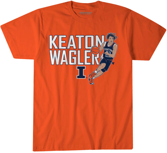 Illinois Basketball: Keaton Wagler Name Pose – Orange t-shirt – college basketball fan gear – Chicago – BreakingT apparel